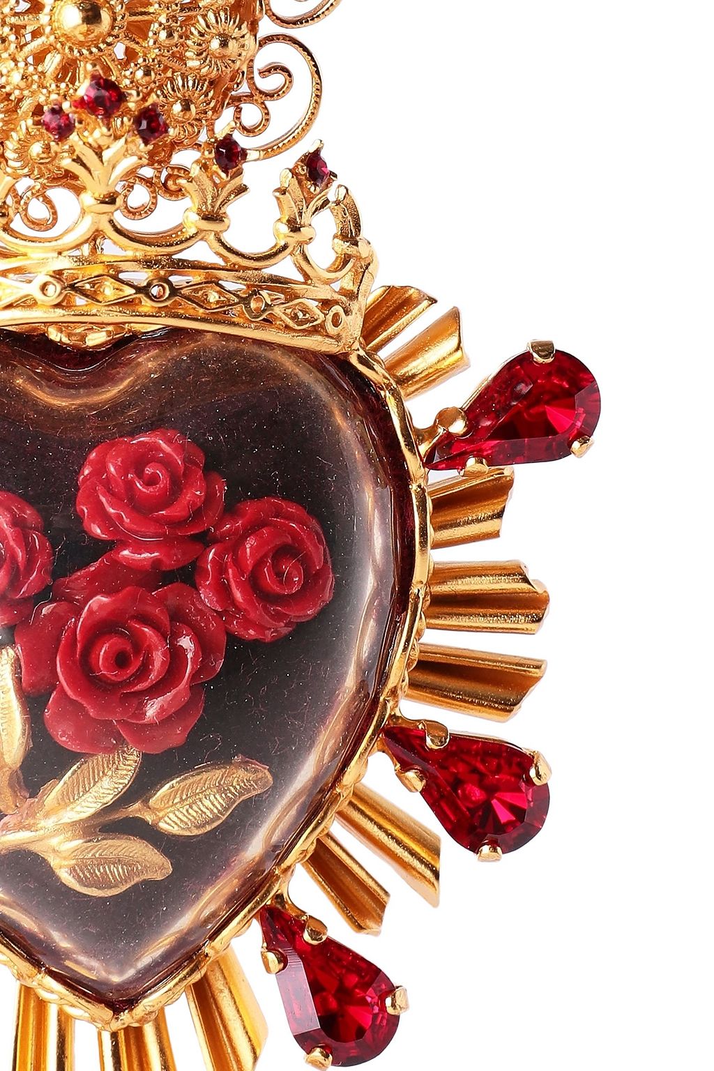 DOLCE&GABBANA Gold-tone, crystal and resin clip earrings