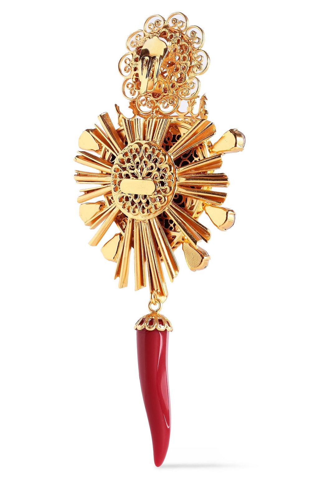 DOLCE&GABBANA Gold-tone, crystal and resin clip earrings