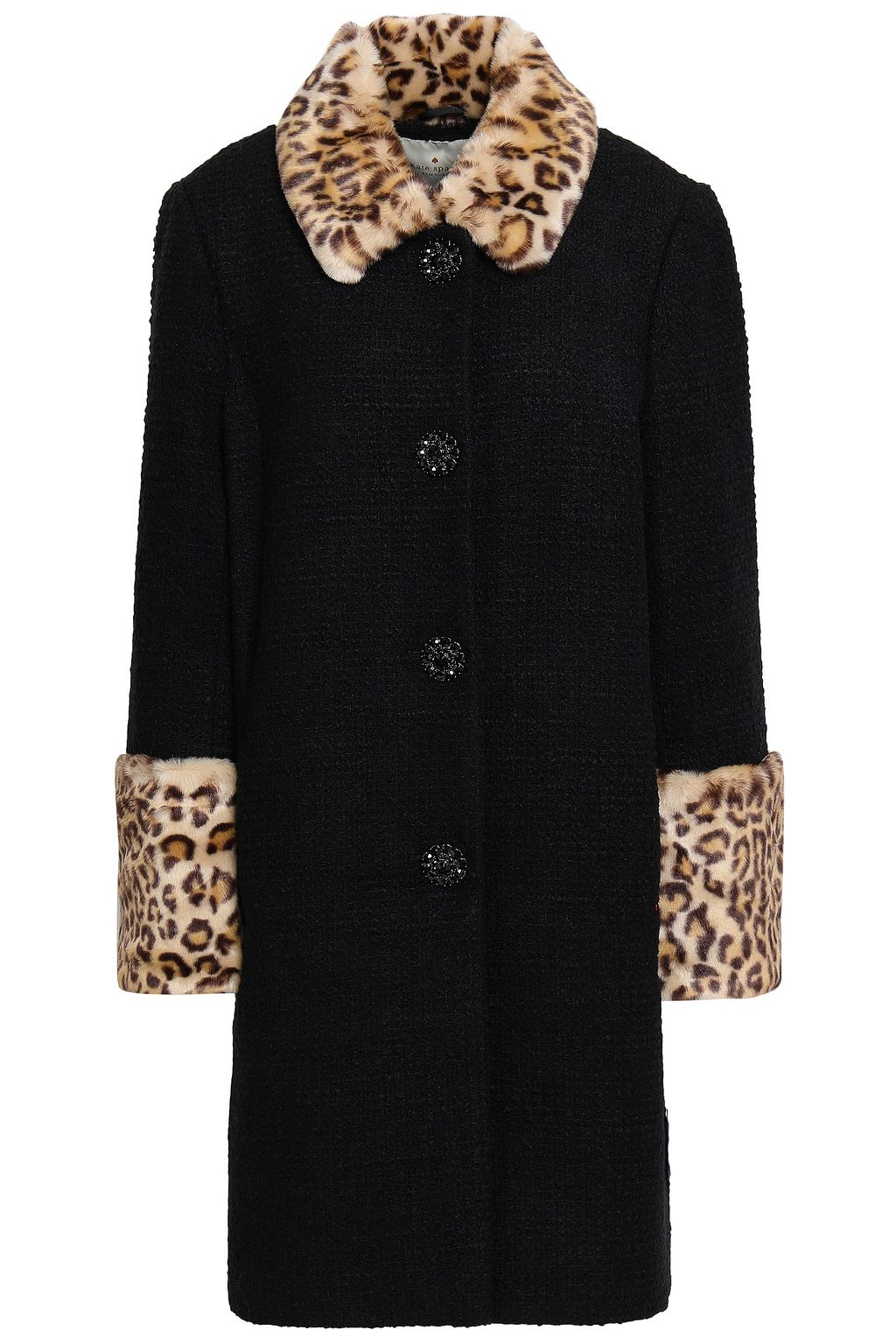 KATE SPADE NEW YORK Leopard-print faux fur-trimmed bouclé coat | Sale up to  70% off | THE OUTNET