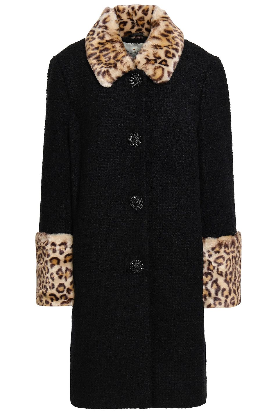 kate spade new york Leopard Print Faux Fur Collar Coat kate spade new york Leopard Print Faux Fur Collar Coat