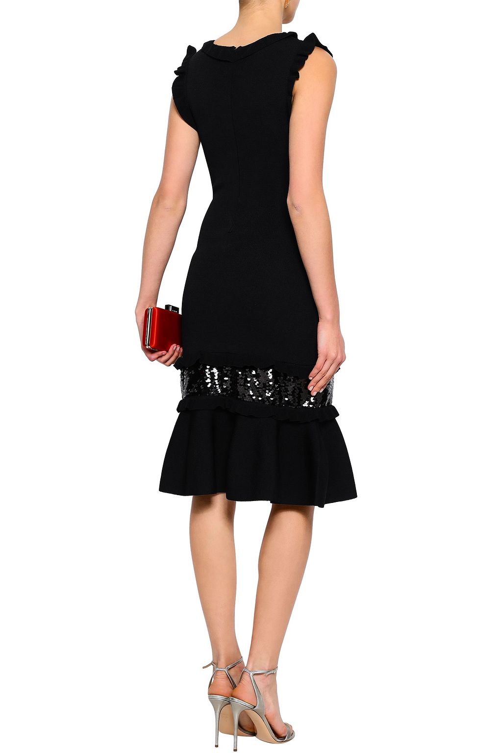 SACHIN & BABI Sequin-embellished ruffled knitted dress