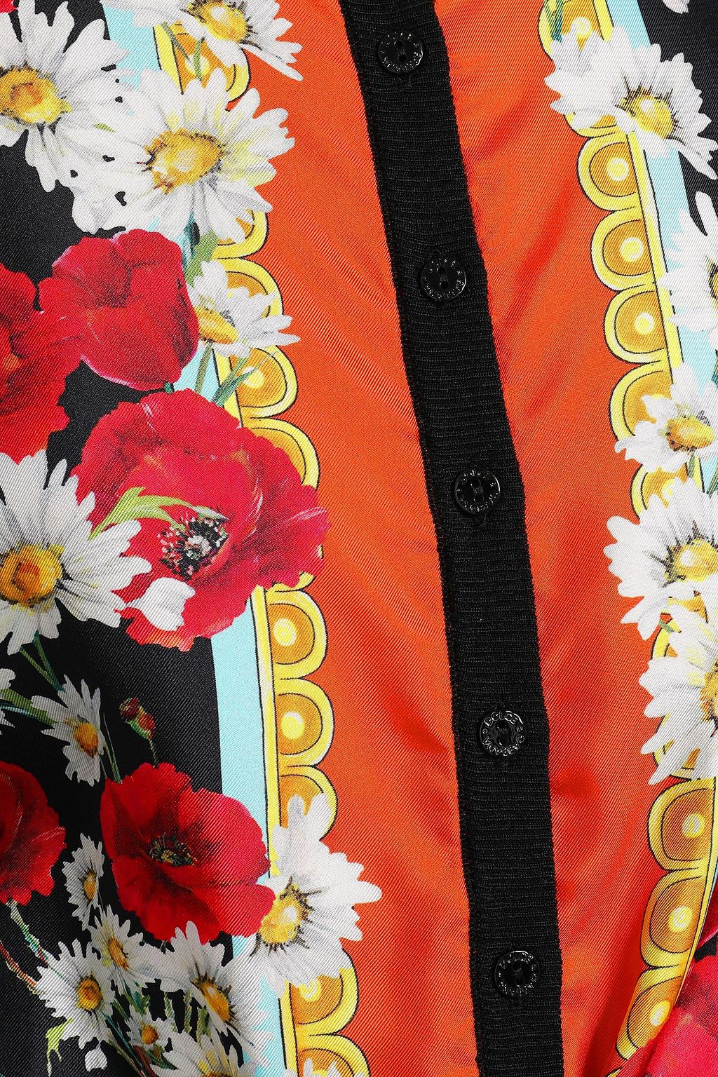 DOLCE&GABBANA Printed twill-paneled silk and cashmere-blend cardigan