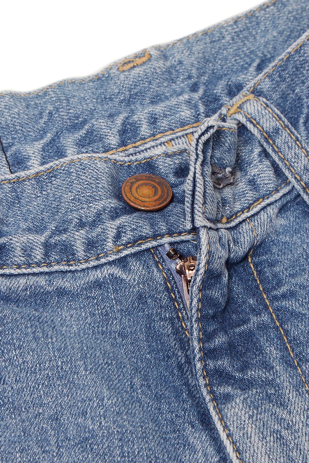 BASSIKE Faded high-rise tapered jeans