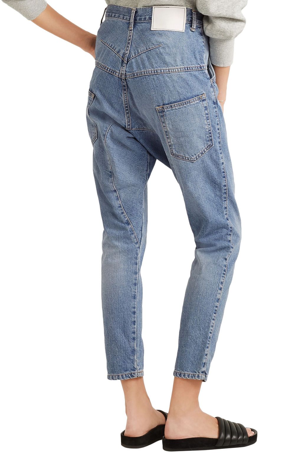BASSIKE Faded high-rise tapered jeans