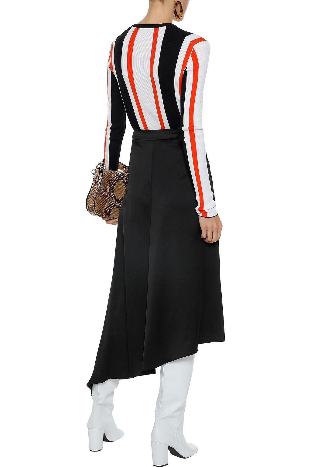 MSGM Asymmetric satin midi skirt