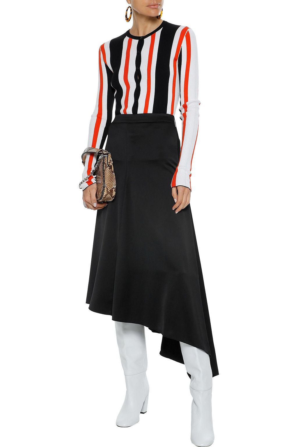 MSGM Asymmetric satin midi skirt