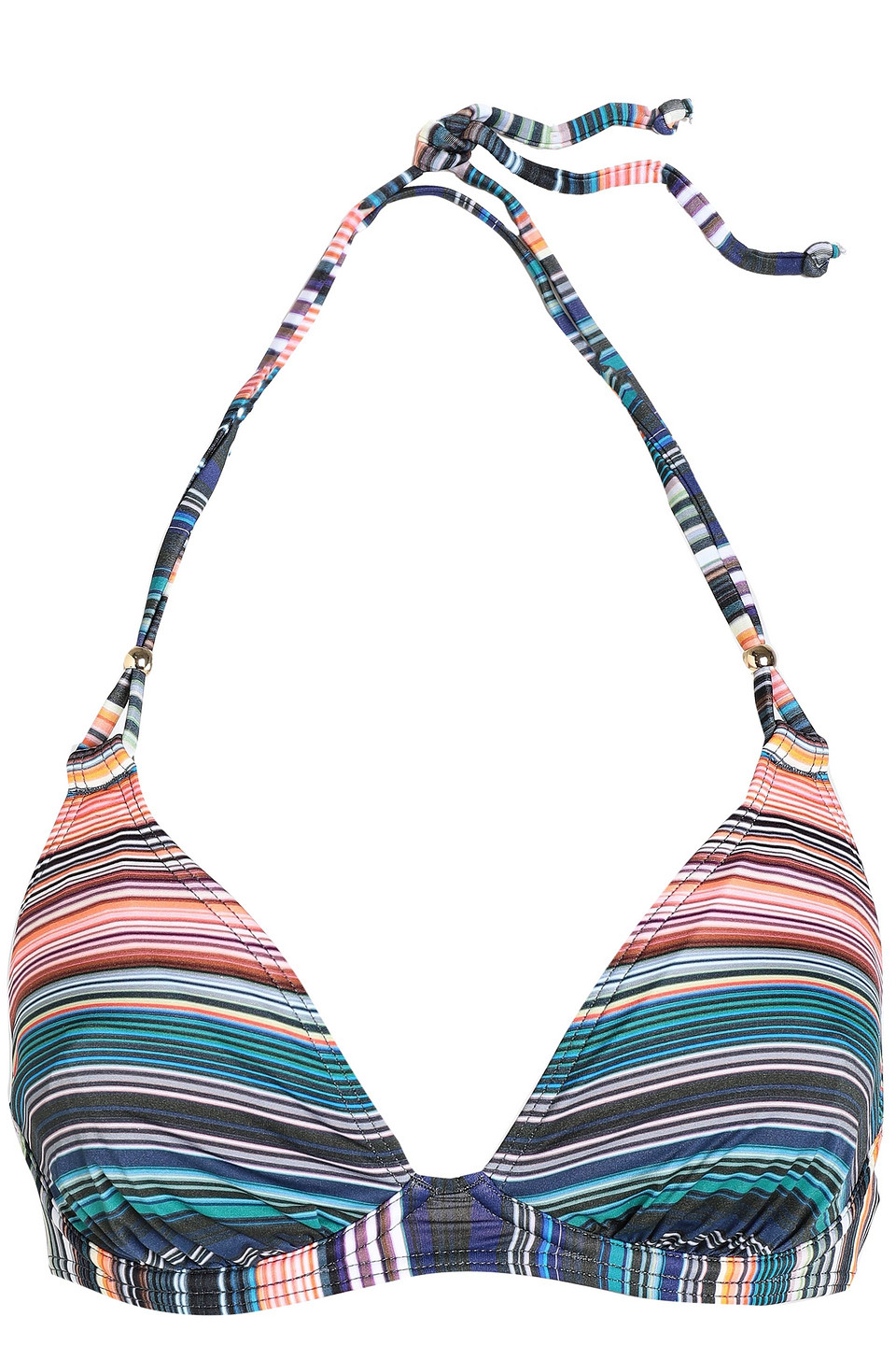 Jets Australia By Jessika Allen Woman Striped Triangle Bikini Top Multicolor Size 16