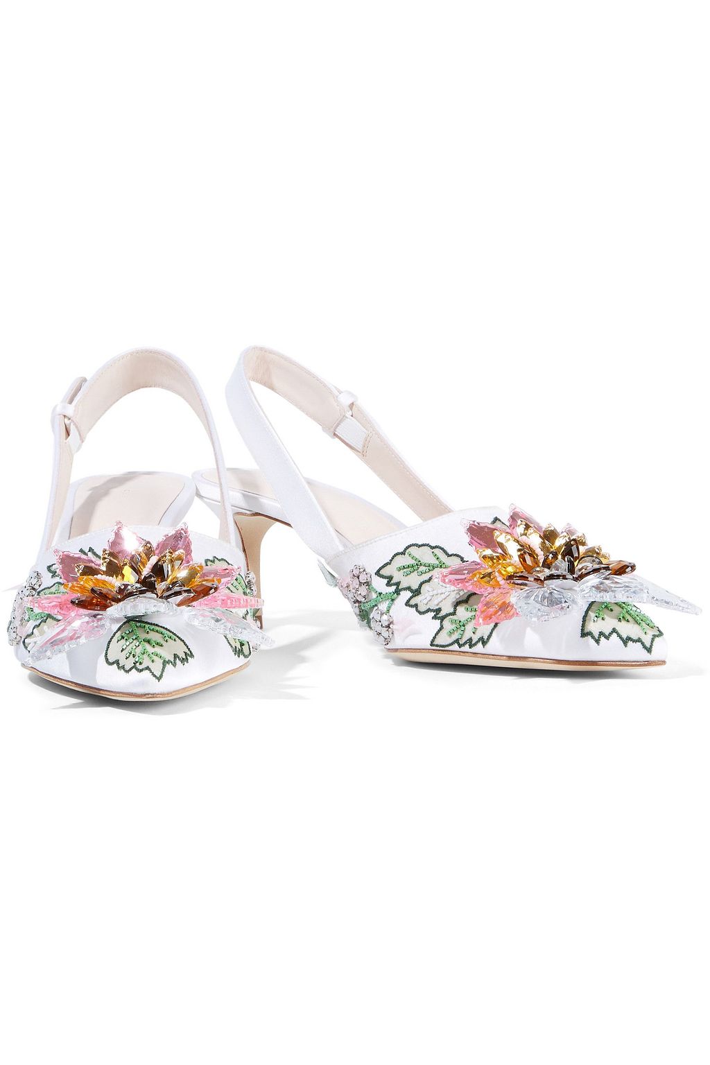 CHRISTOPHER KANE Embellished satin slingback pumps