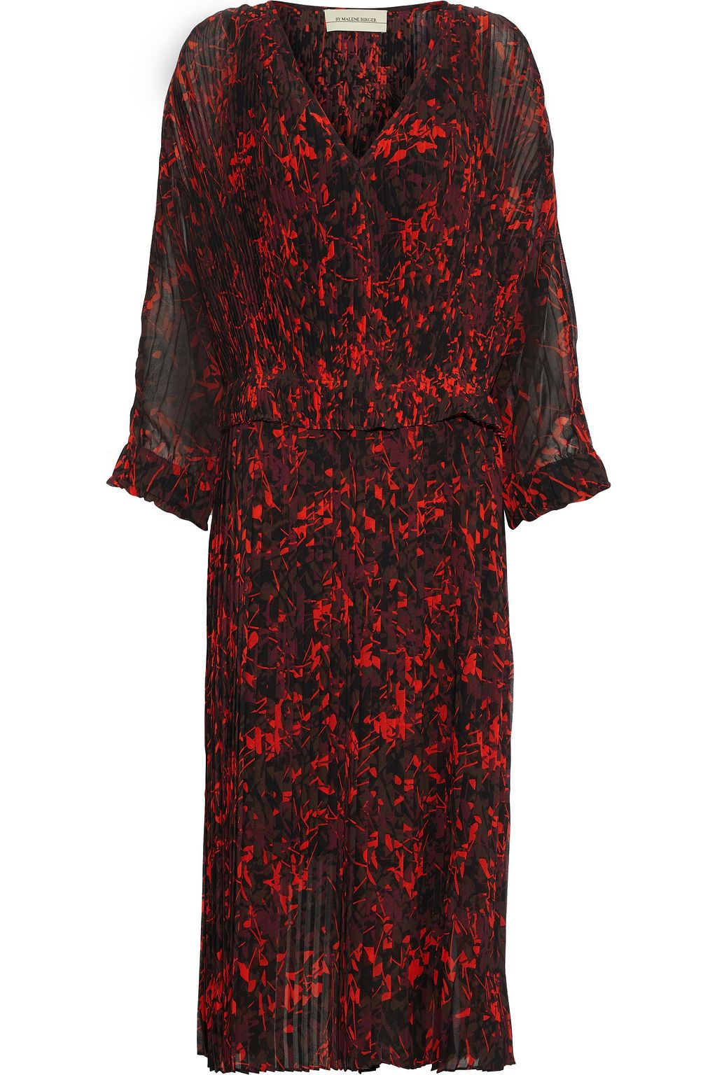 BY MALENE BIRGER Otter printed plissé-georgette midi dress | THE OUTNET