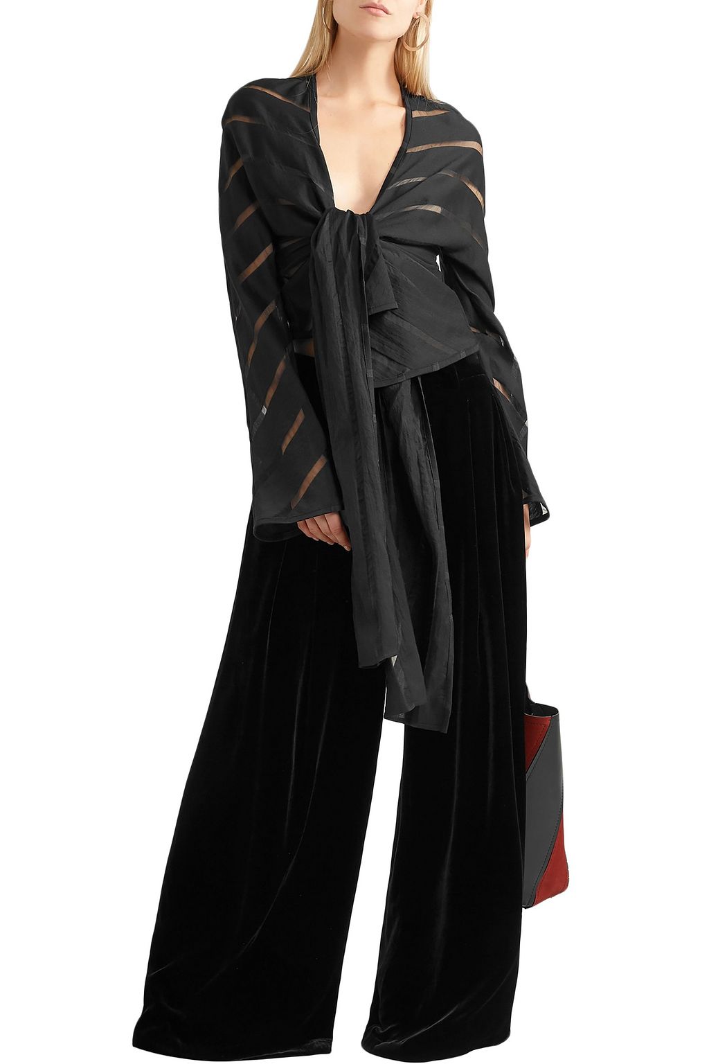 NILI LOTAN Velvet wide-leg pants