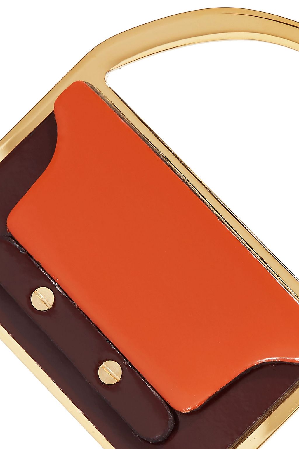MARNI Gold-tone leather brooch