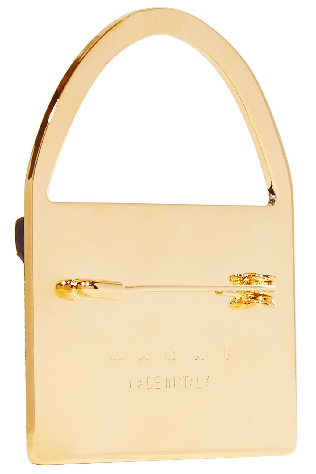 MARNI Gold-tone leather brooch