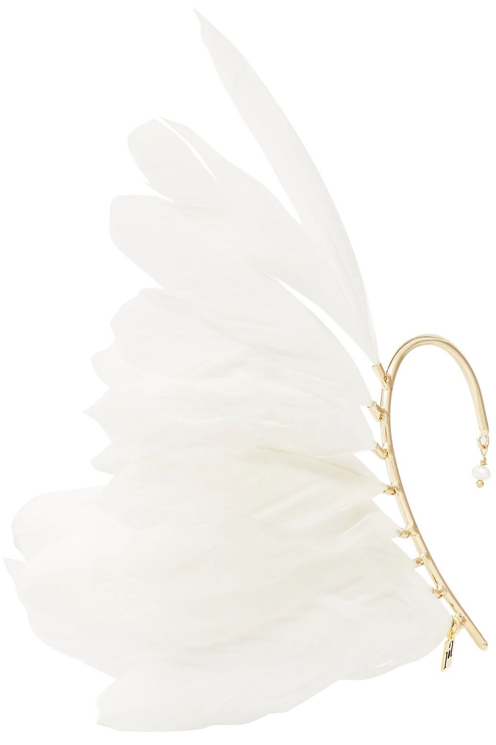 ROSANTICA Gold-tone, freshwater pearl and feather ear cuff