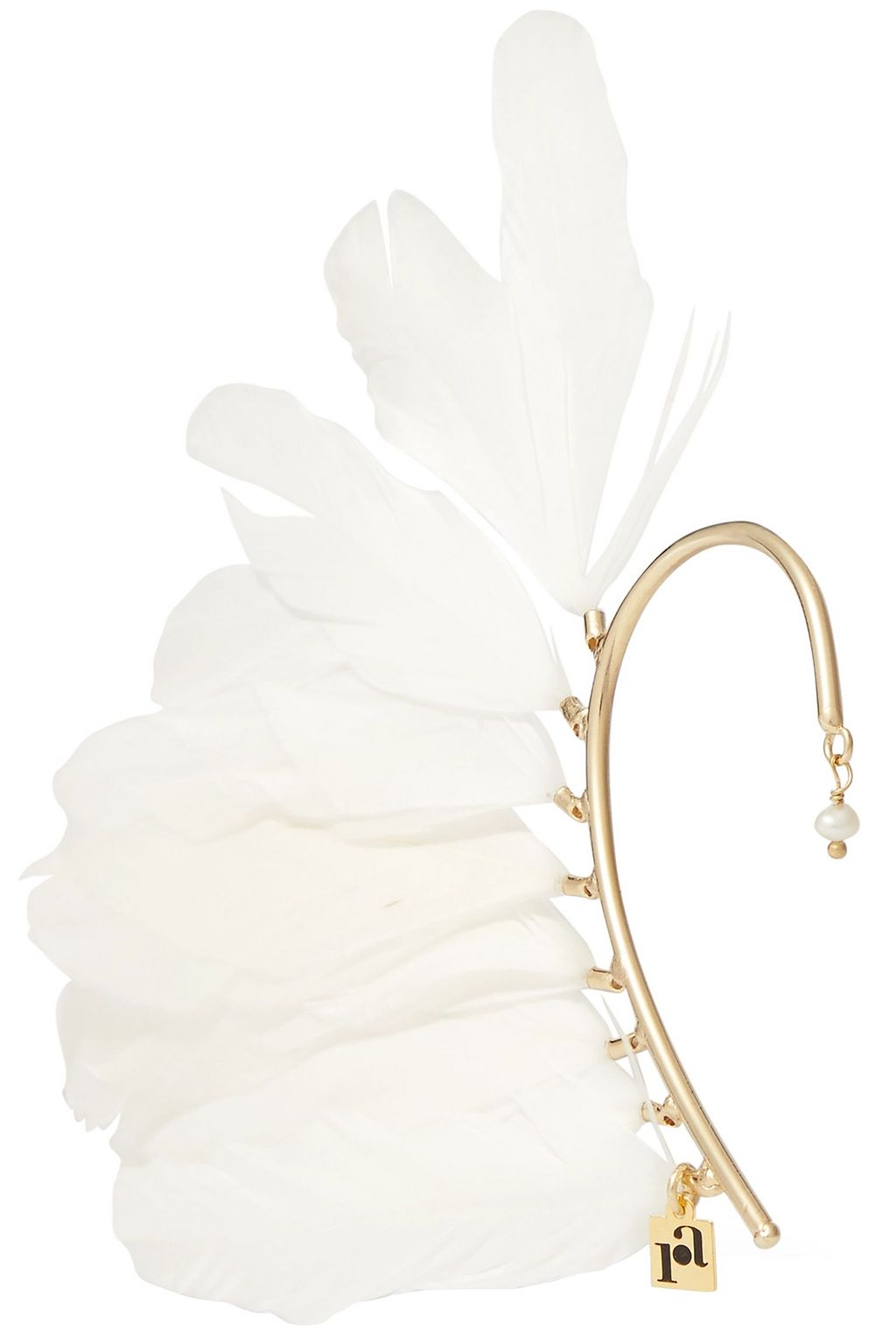 ROSANTICA Gold-tone, freshwater pearl and feather ear cuff
