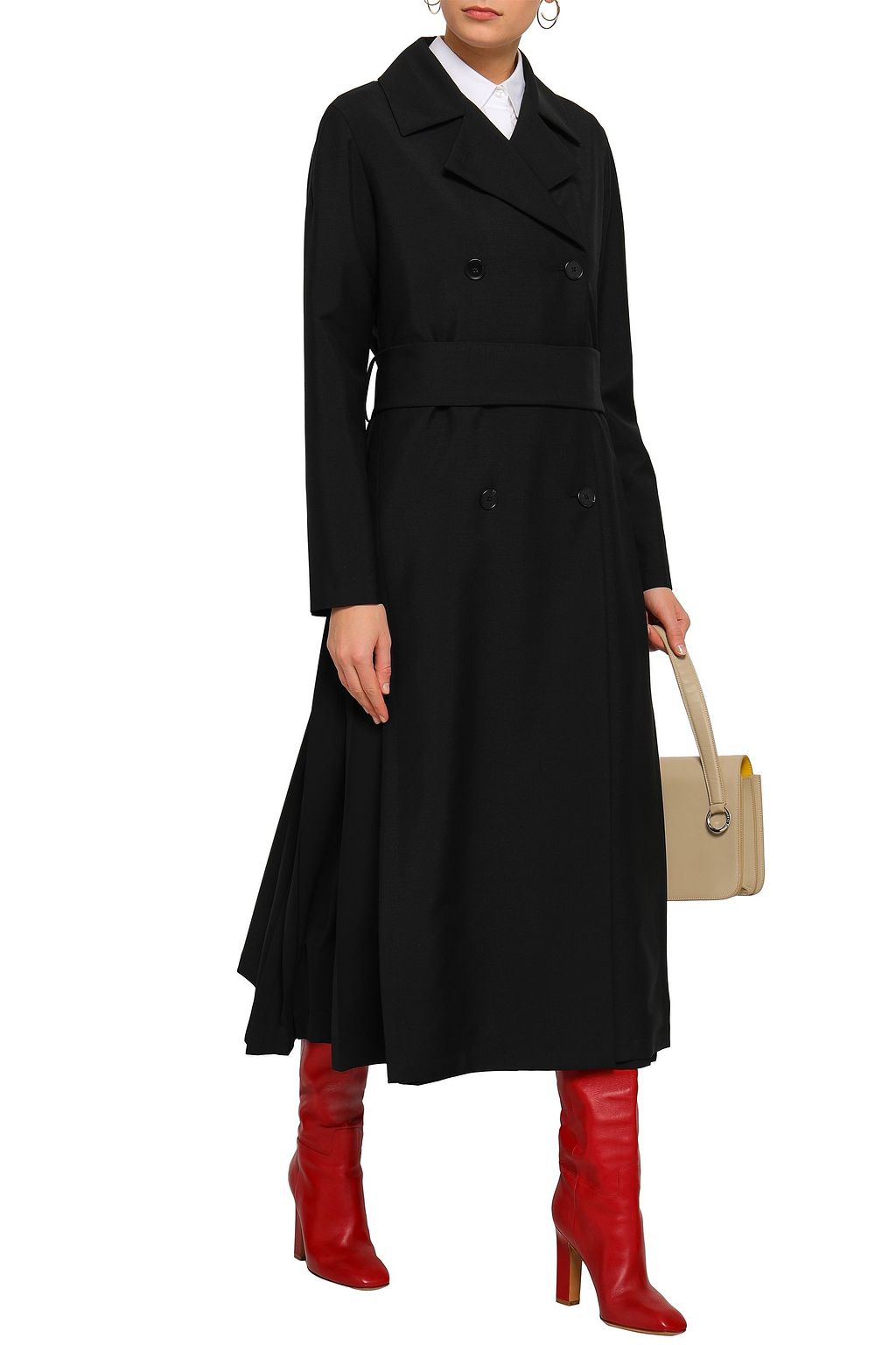 JIL SANDER Belted wool-blend twill coat