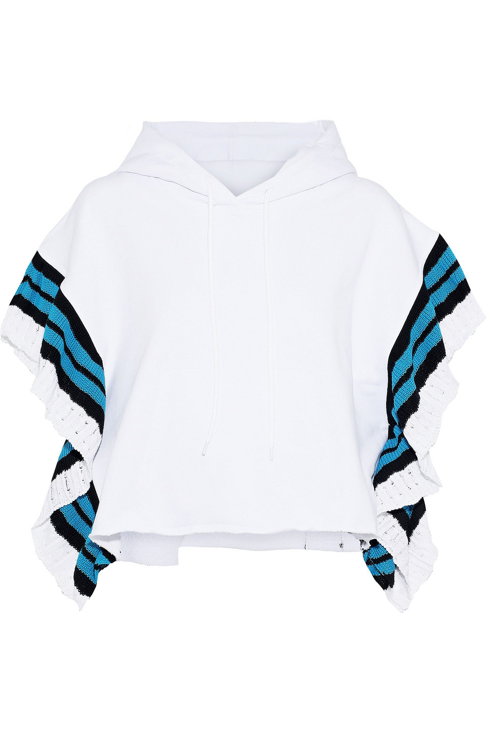 msgm - crochet-trimmed french cotton-terry hooded sweatshirt - white - m