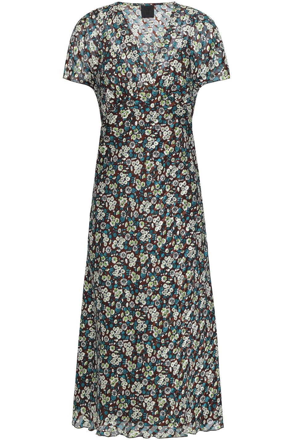 Chocolate Wrap Effect Printed Crepe De Chine Midi Dress Up Printed Crepe De Chine Midi Dress