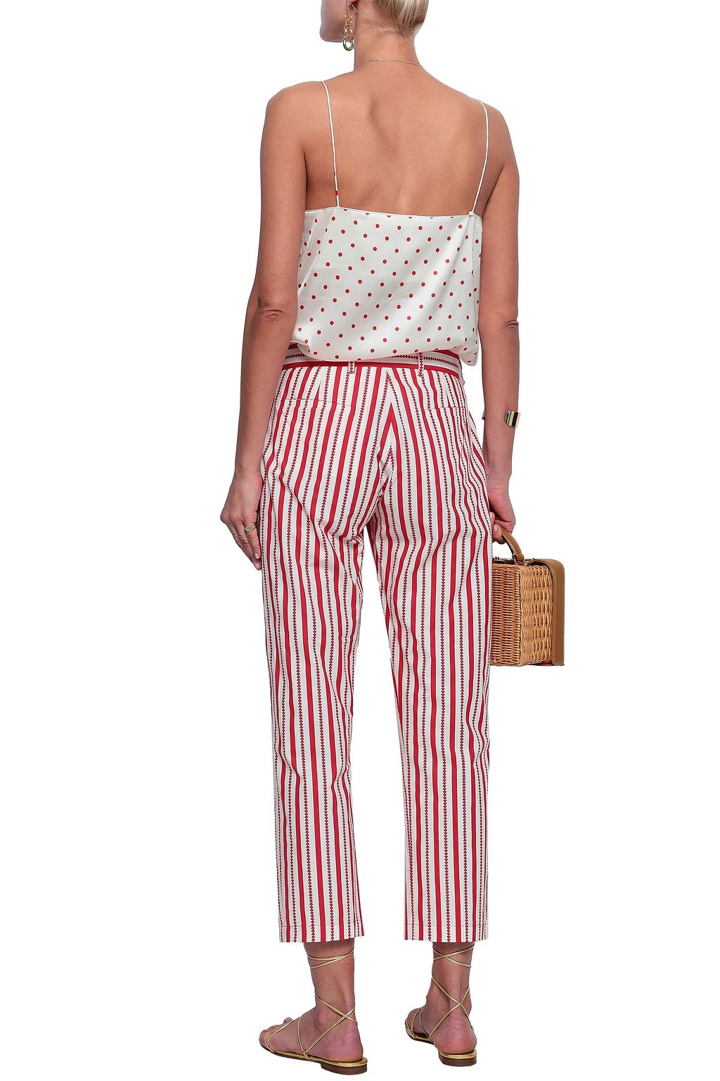 FIGUE Zuri cropped printed cotton-poplin straight-leg pants