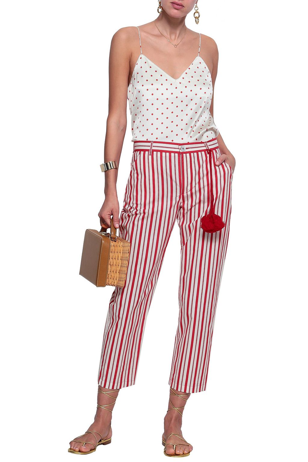 FIGUE Zuri cropped printed cotton-poplin straight-leg pants