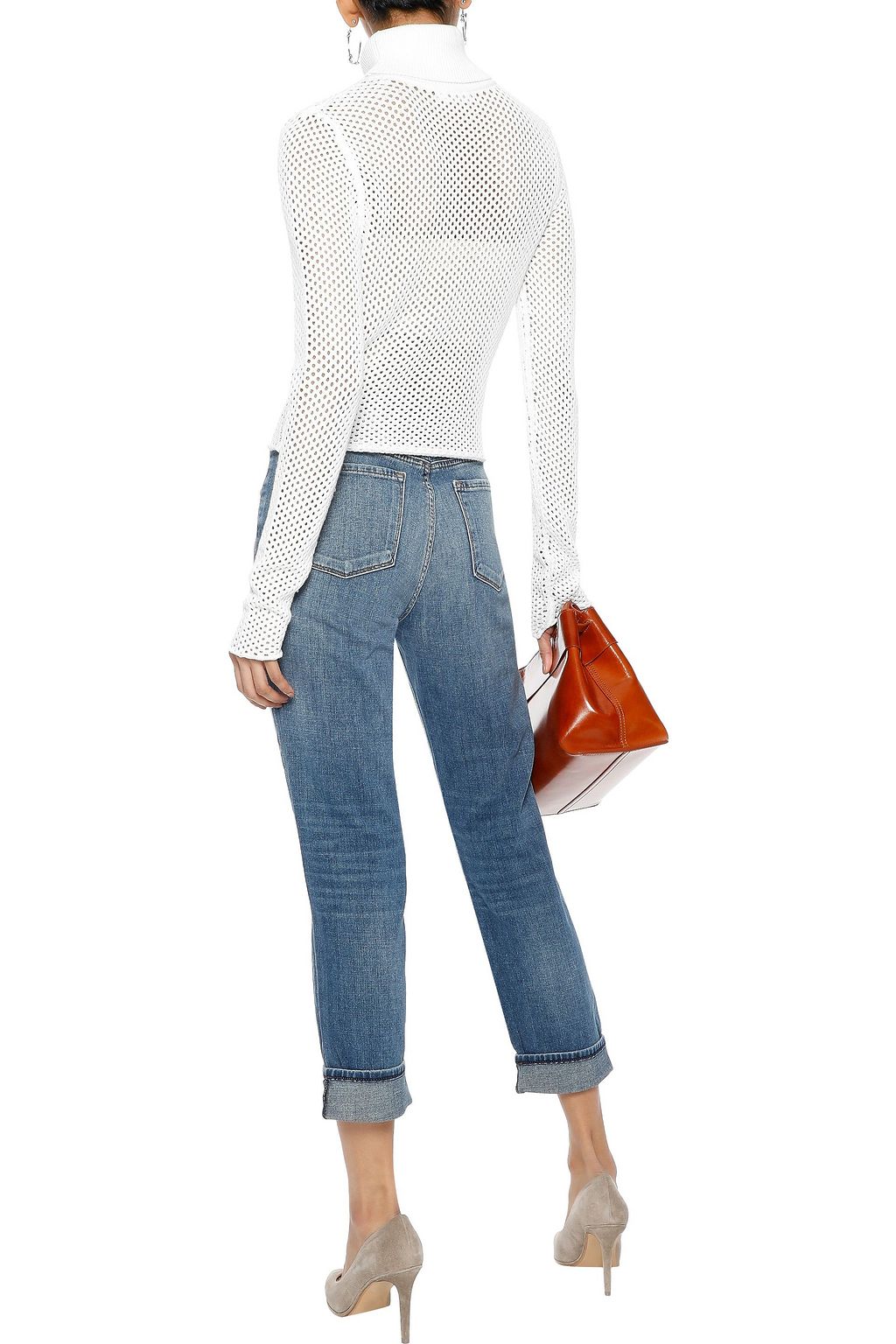 J BRAND Johnny cropped distressed high-rise straight-leg jeans