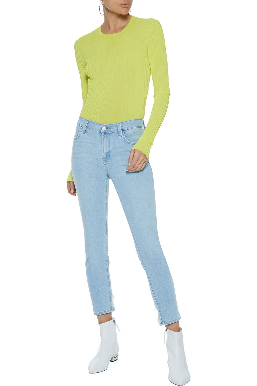 J BRAND 835 cropped distressed mid-rise skinny jeans