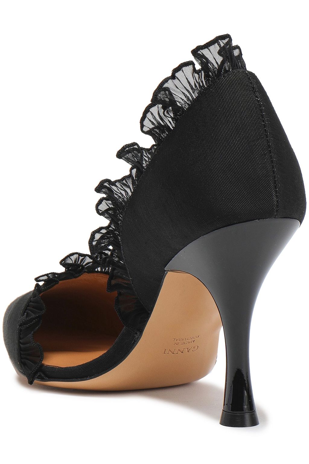 GANNI Ruffle-trimmed faille pumps
