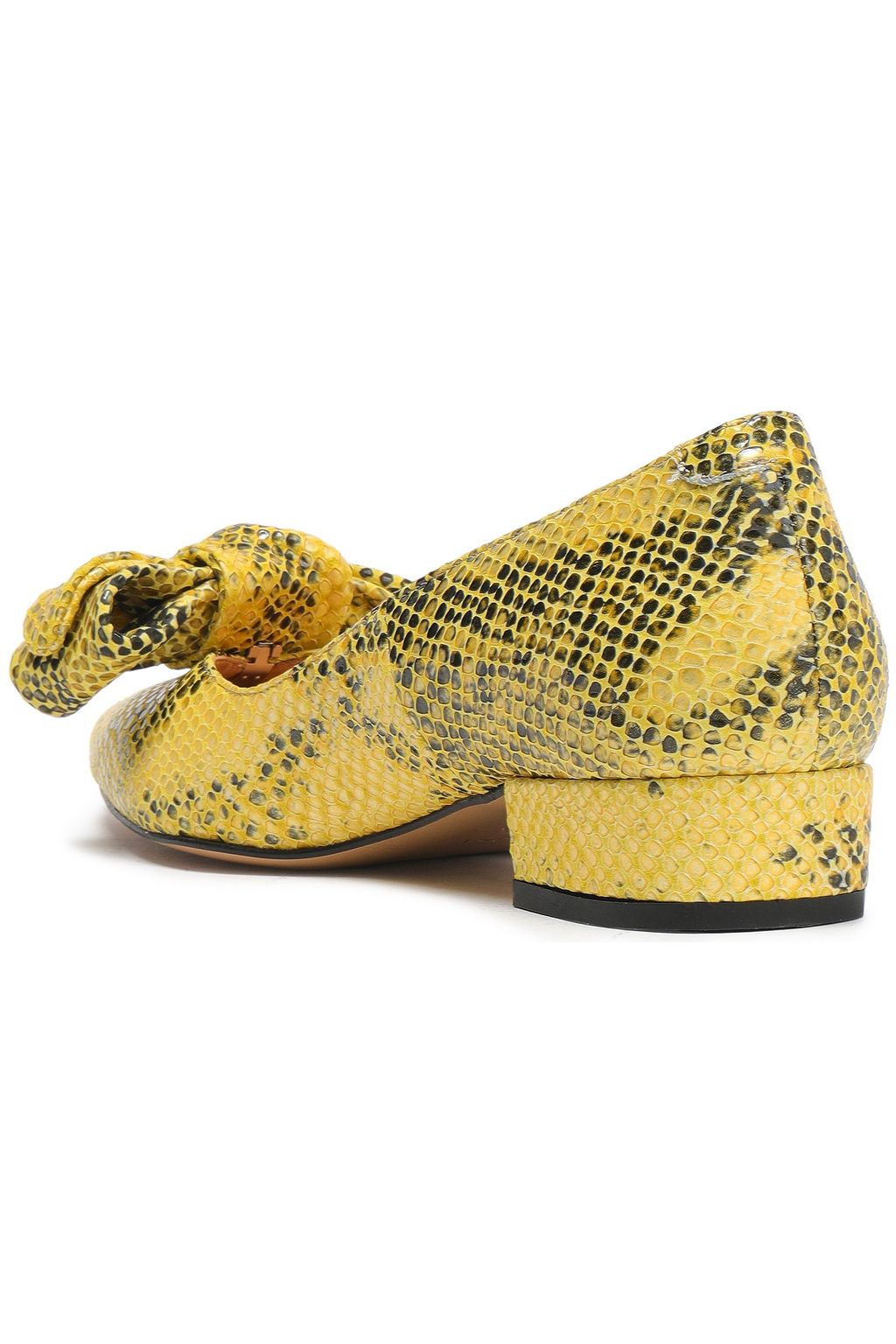 GANNI Vita bow-embellished snake-effect leather point-toe flats