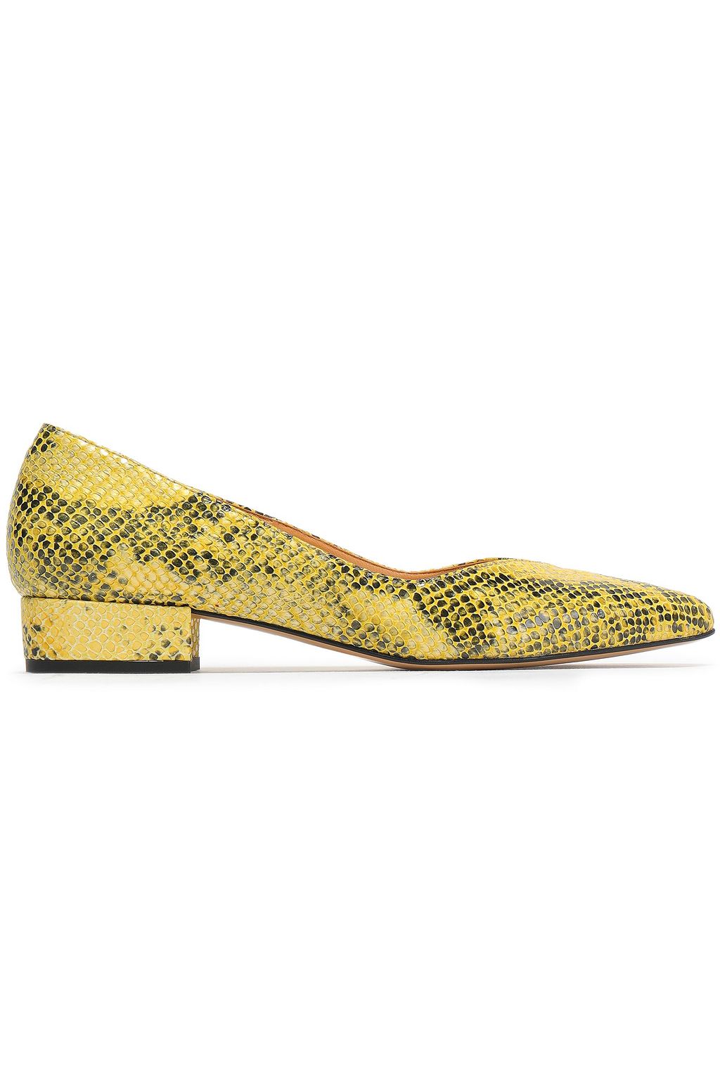 GANNI Vita bow-embellished snake-effect leather point-toe flats