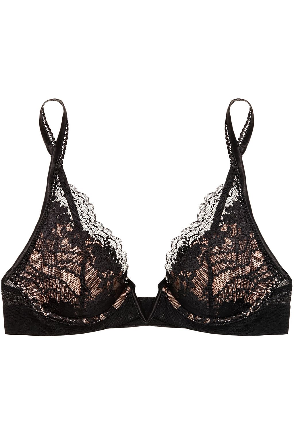 black lace triangle bralette