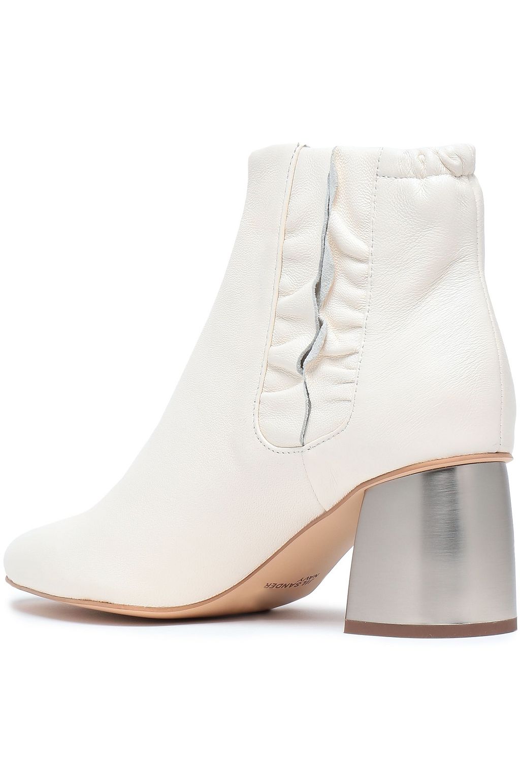 JIL SANDER NAVY Ruffle-trimmed leather ankle boots