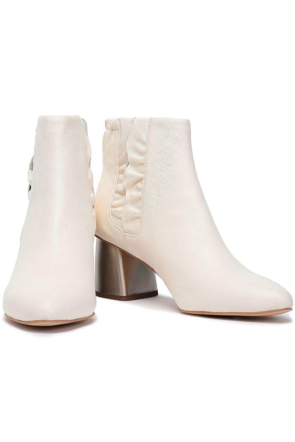 JIL SANDER NAVY Ruffle-trimmed leather ankle boots