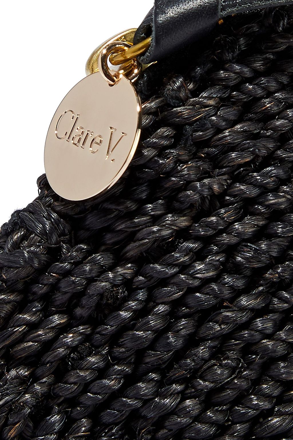 CLARE V. Appliquéd straw clutch