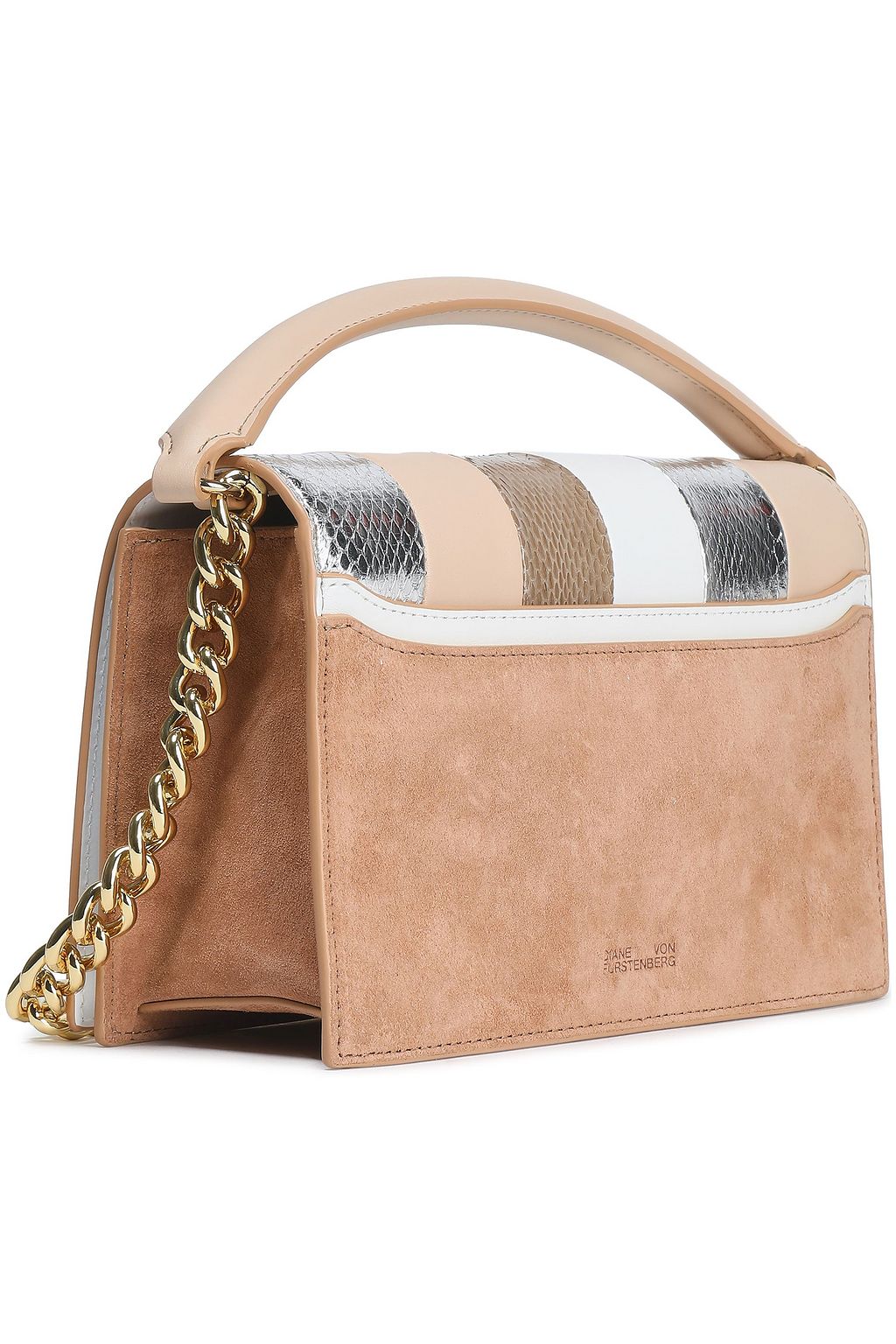 DIANE VON FURSTENBERG Suede, leather and watersnake shoulder bag