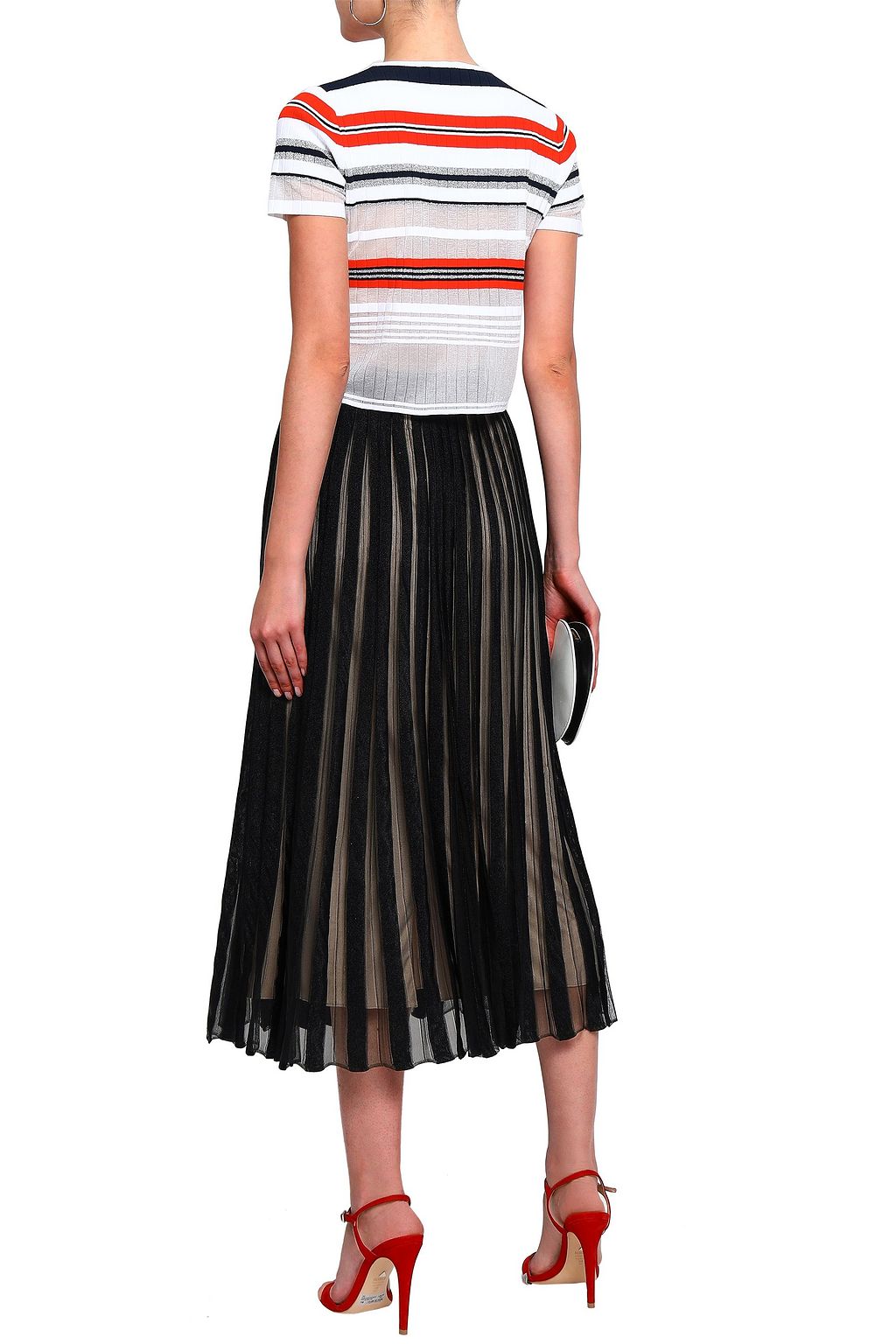 ANTONINO VALENTI Pleated stretch-knit midi skirt