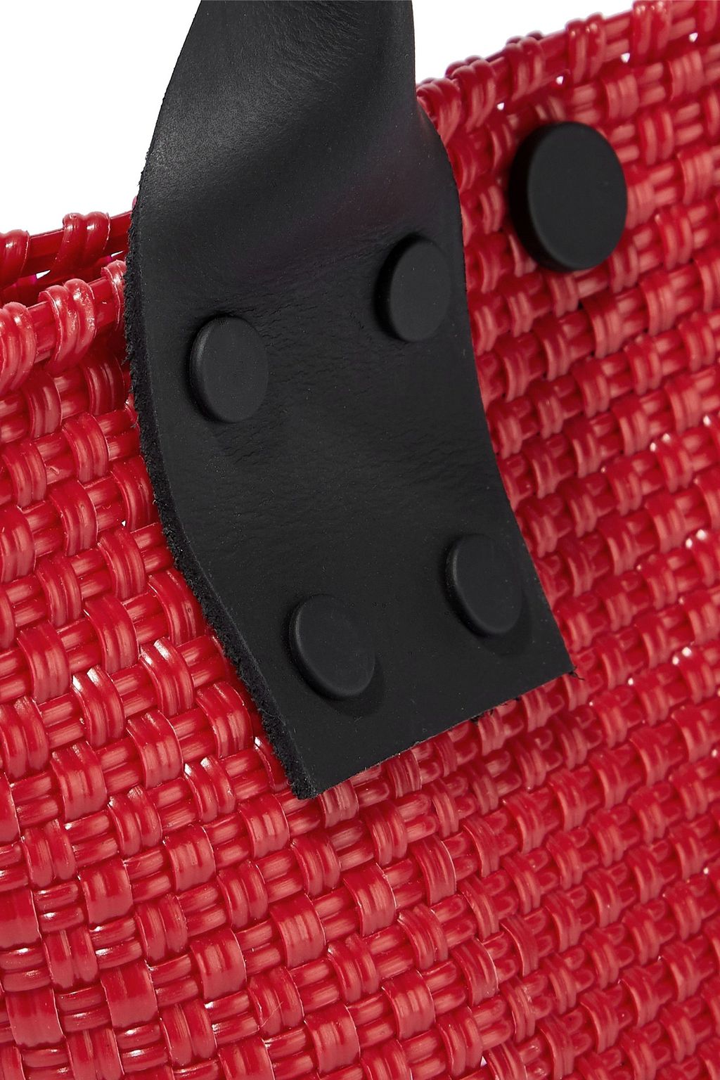 TRUSS Leather-trimmed woven shoulder bag
