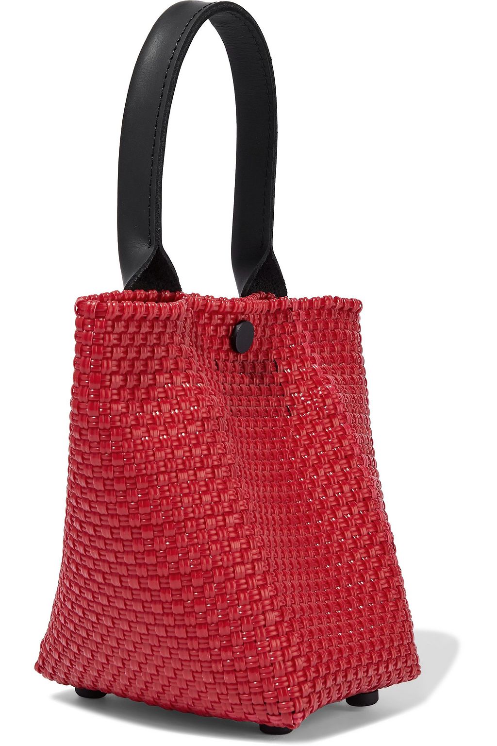 TRUSS Leather-trimmed woven shoulder bag