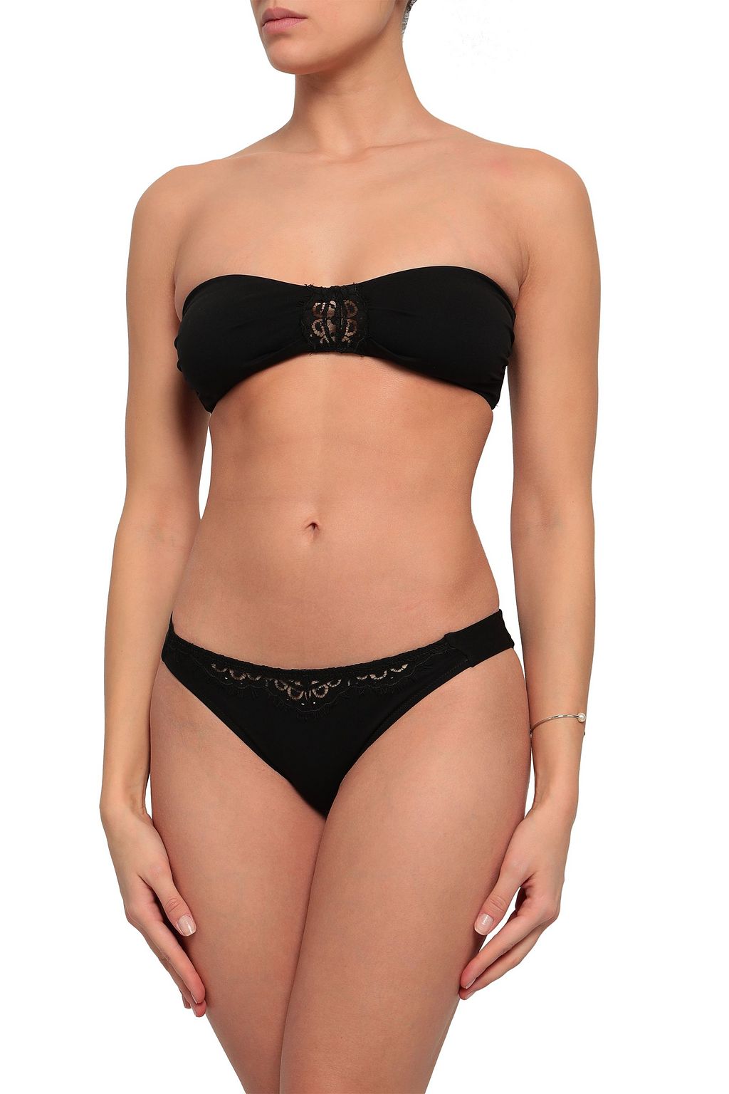 I.D. SARRIERI Lace-trimmed bandeau bikini top
