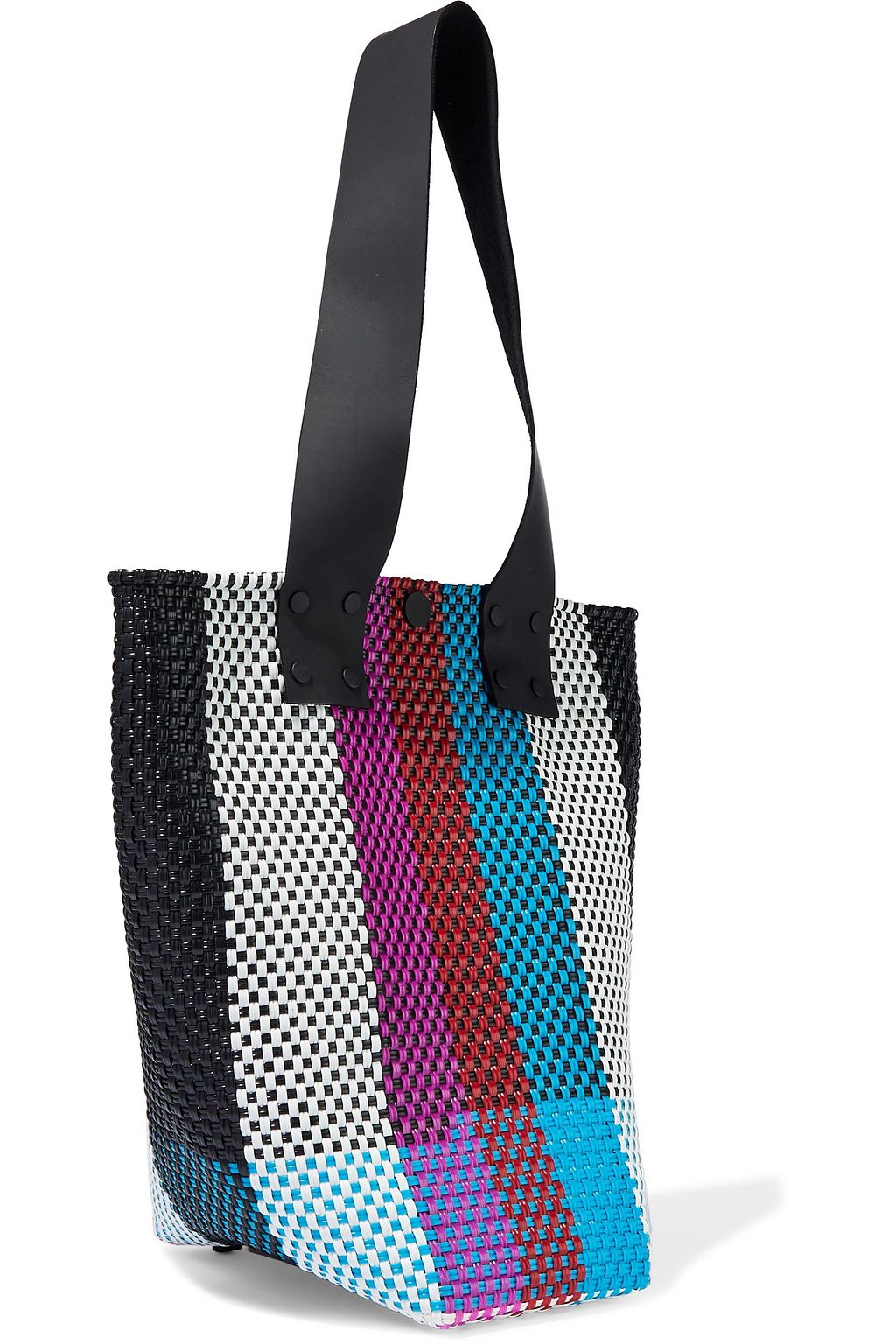 TRUSS Le Sac striped woven raffia-effect tote