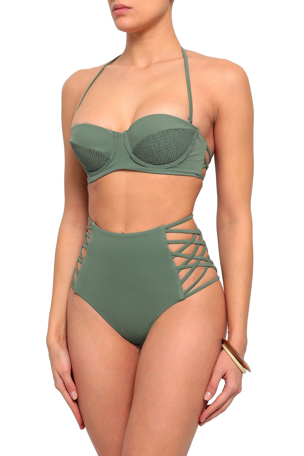TORI PRAVER SWIMWEAR Margot smocked bandeau bikini top