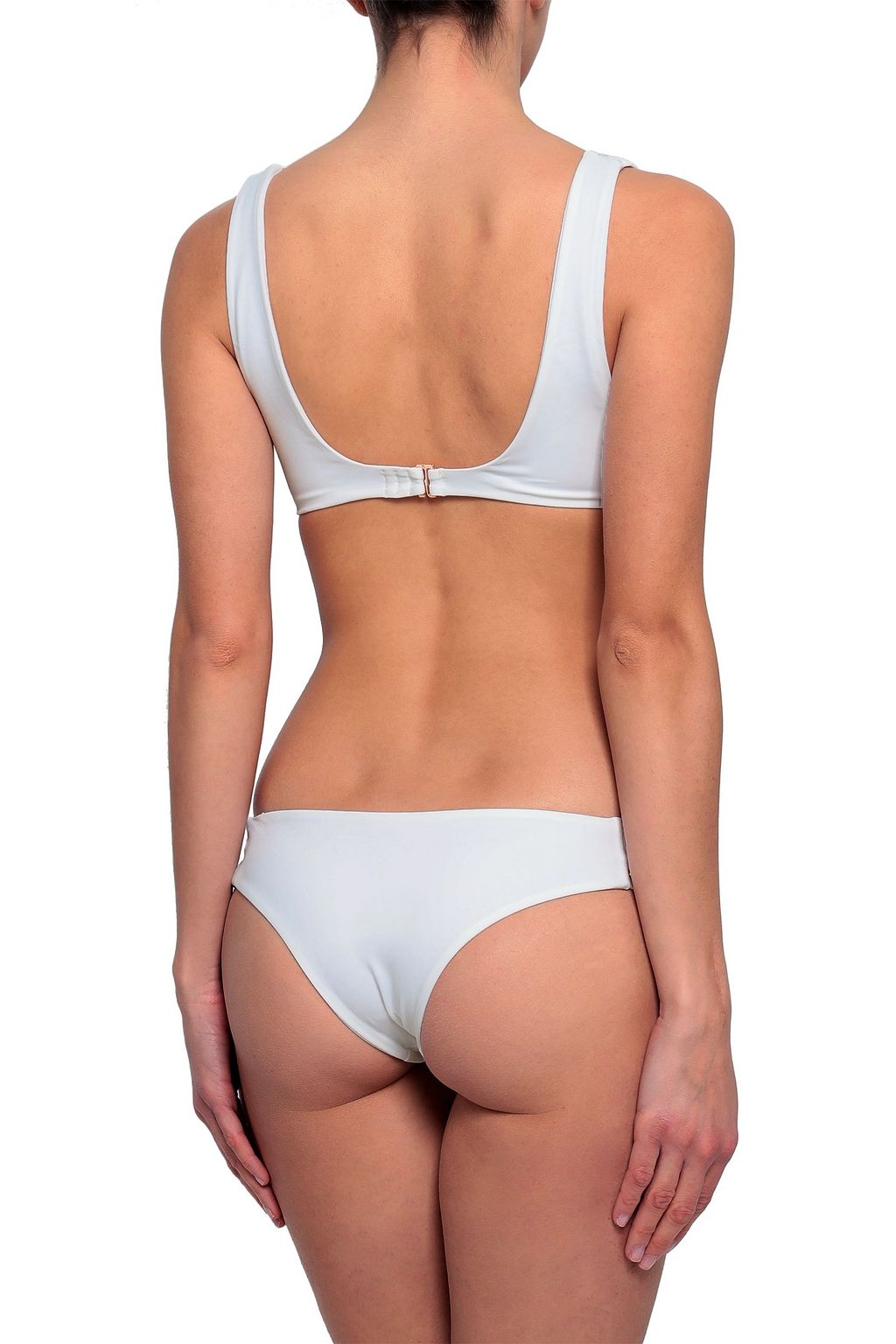 TORI PRAVER SWIMWEAR Lace-up embroidered bikini top