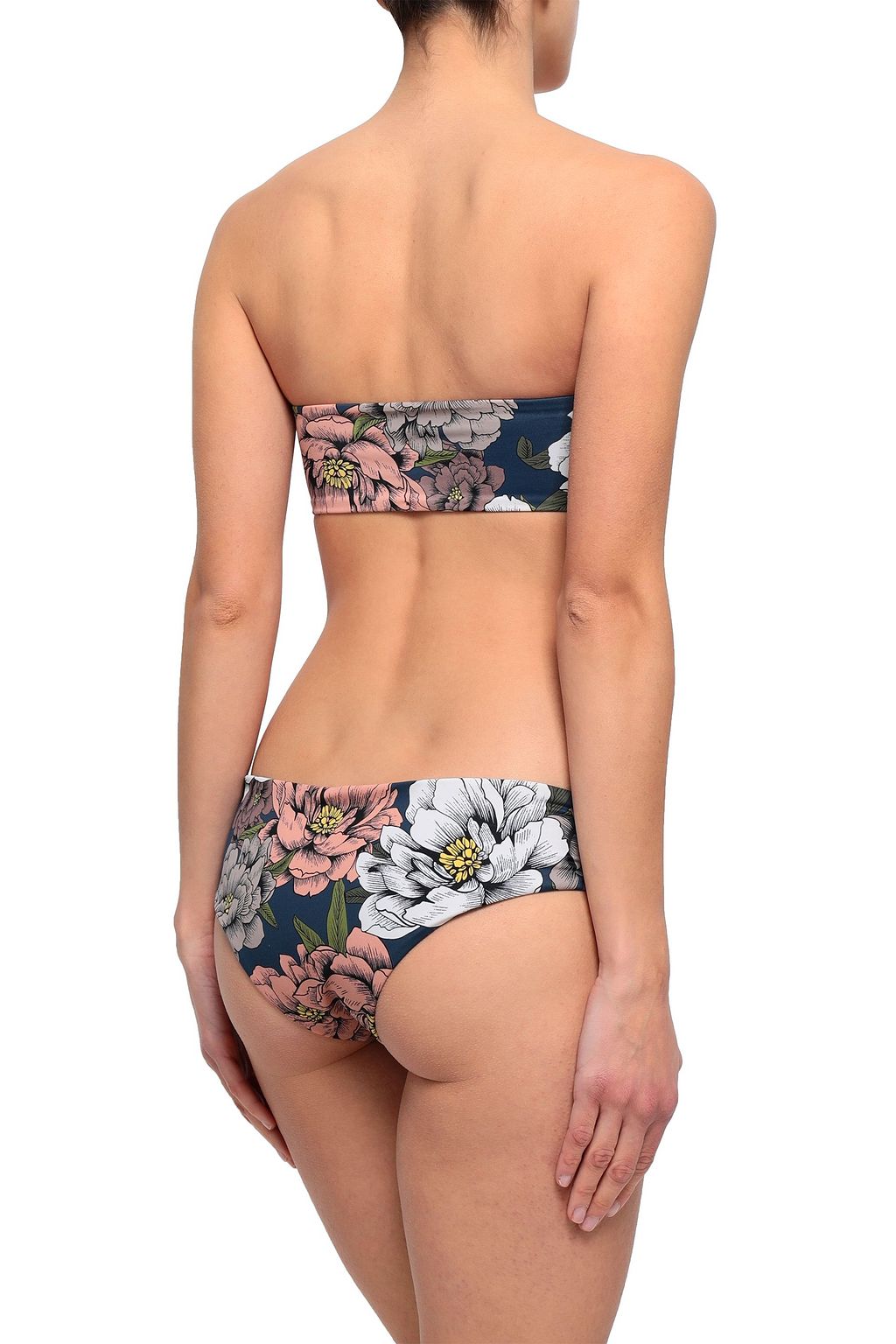 TORI PRAVER SWIMWEAR Knotted floral-print bandeau bikini top