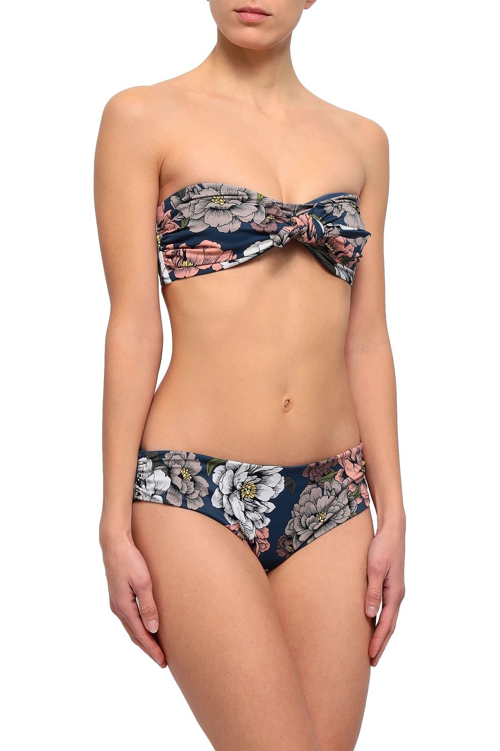 TORI PRAVER SWIMWEAR Knotted floral-print bandeau bikini top