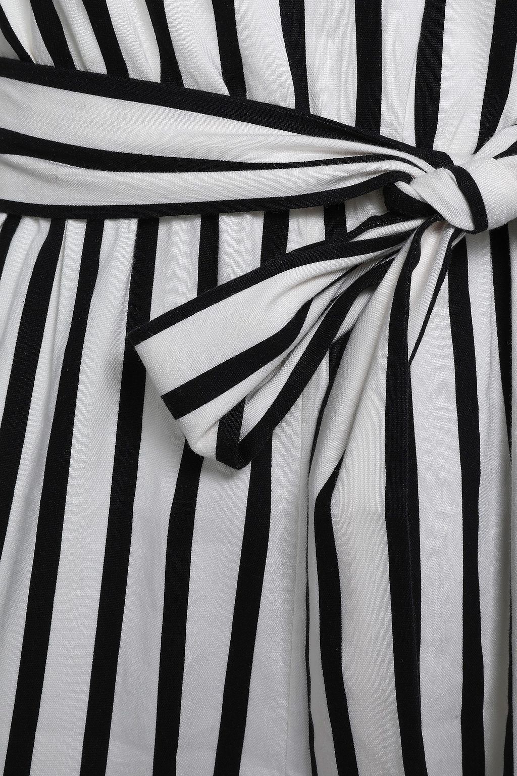 ALICE + OLIVIA Cropped striped linen-blend jumpsuit