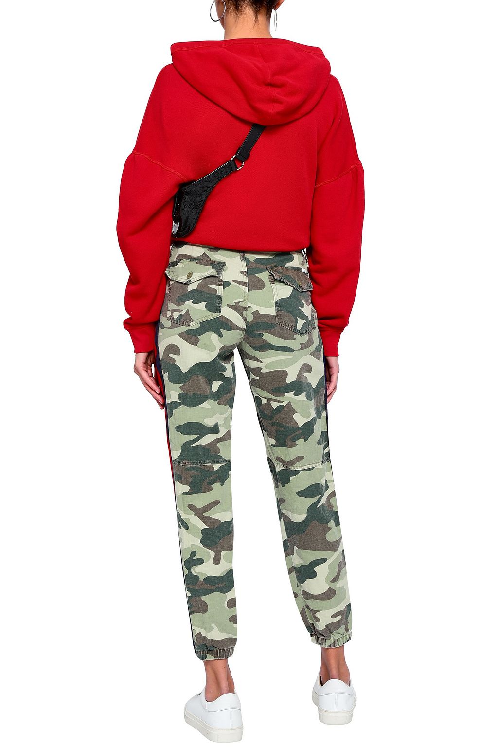 MOTHER The No Zip Misfit cropped printed cotton-blend tapered pants