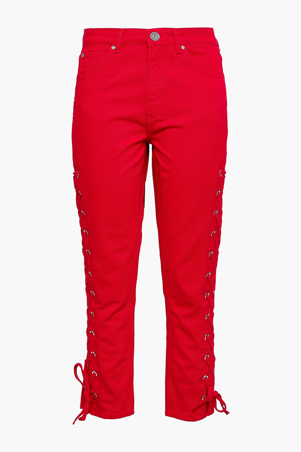 Lace-up cropped skinny jeans