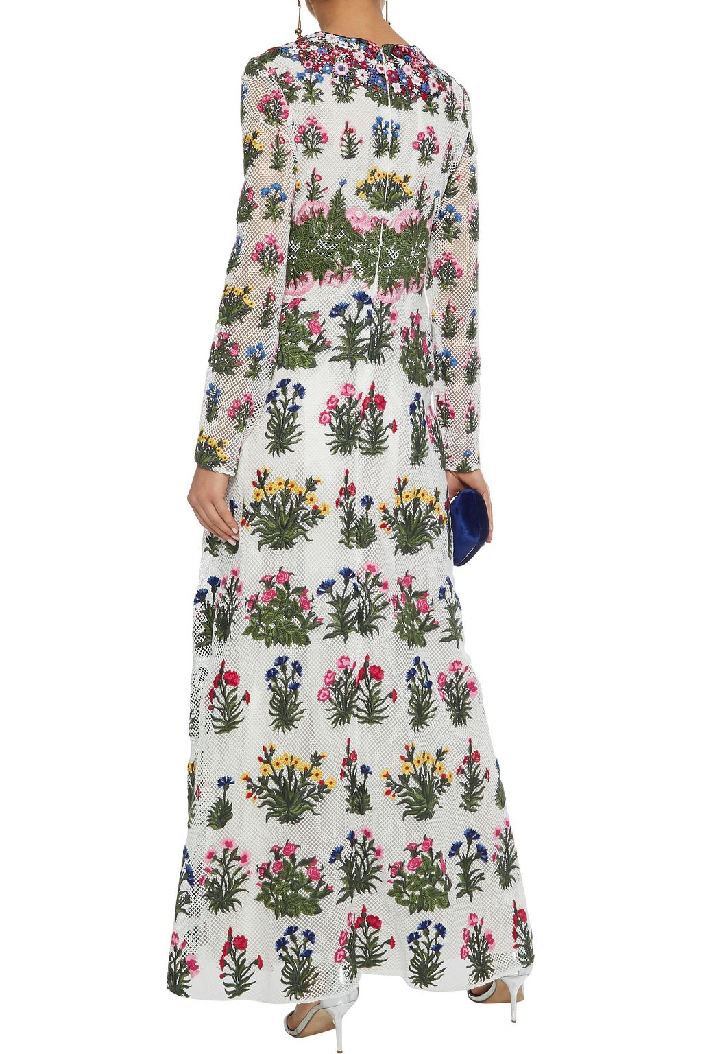 VALENTINO GARAVANI Embroidered cotton-blend guipure lace maxi dress