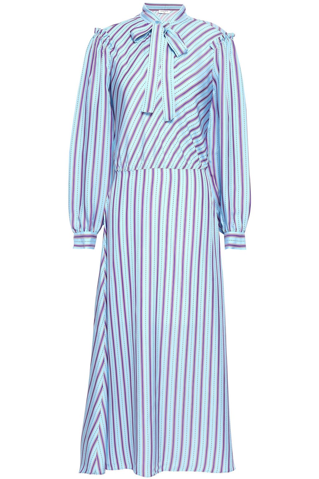 striped satin midi dress