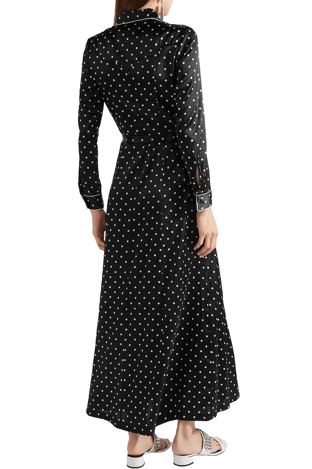 GANNI Dufort polka-dot silk-blend satin maxi dress