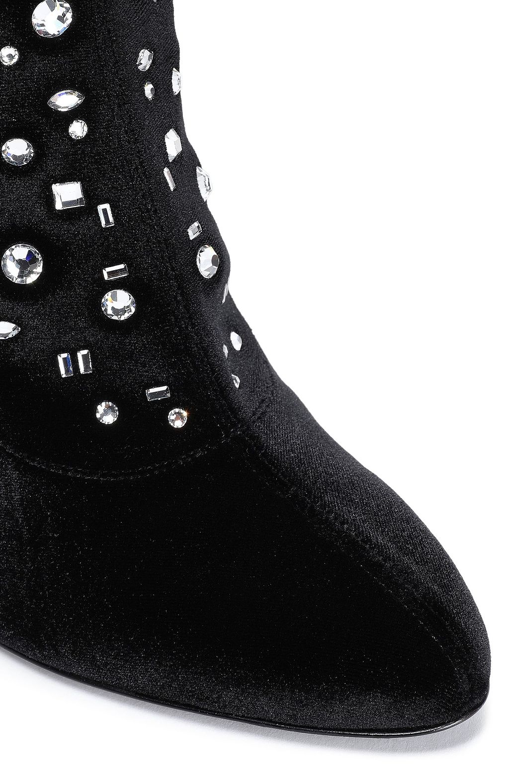 GIUSEPPE ZANOTTI Crystal-embellished velvet sock boots