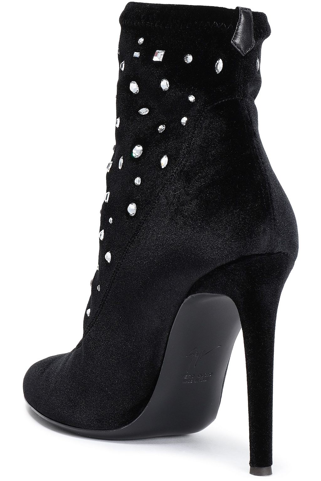 GIUSEPPE ZANOTTI Crystal-embellished velvet sock boots